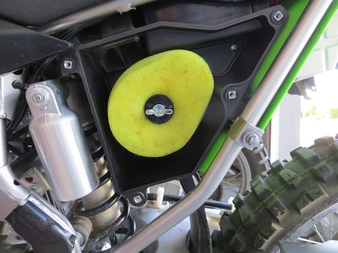 KLX140L - cleaned and oiled air filter installed in the air box