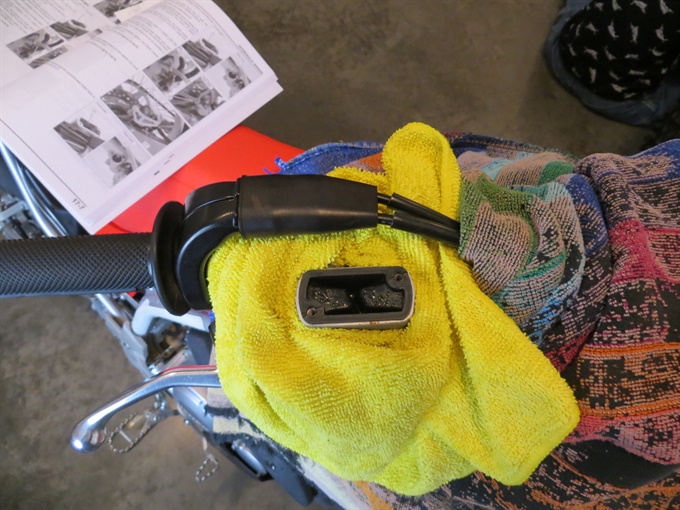 CRF250F front master cylinder with cap removed and diaphragm in place.